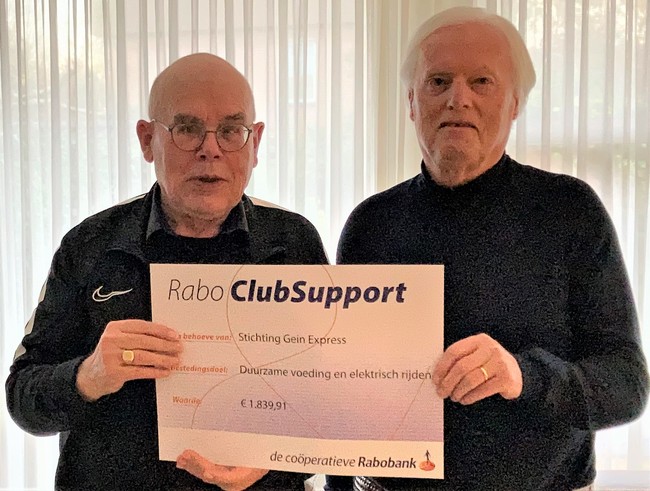 De Gein Express is weer  in de prijzen gevallen met de actie Rabo Clubsupport 2021